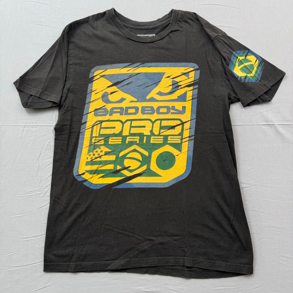 Bad Boy Pro Series MMA T-Shirt Men Medium Black Brazil USA Jiu Jitsu Made in USA